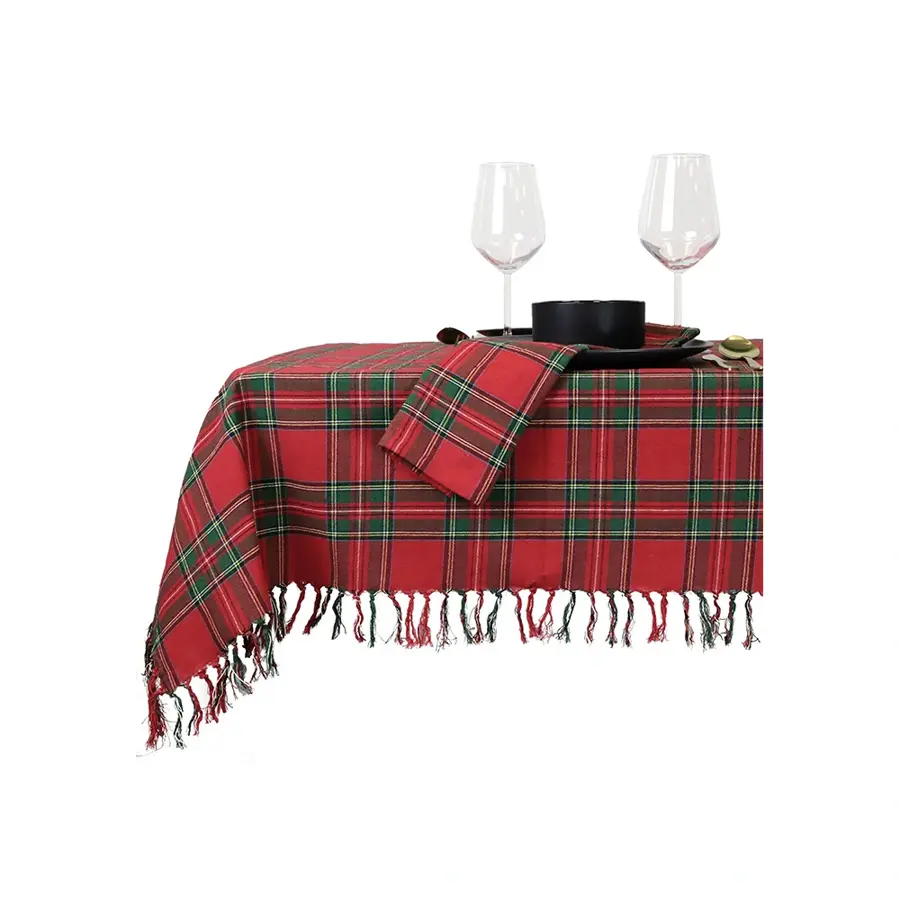 Unique Living Tafelkleed Xmas tartan 150x250 cm - red