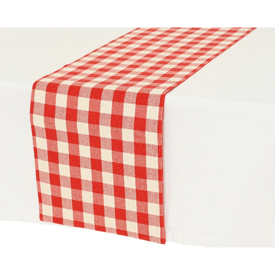 Tafelloper Kerst Geruit Rood - 150x30 cm - afbeelding 2