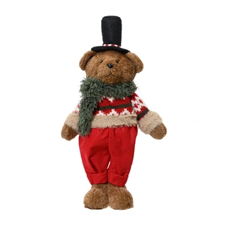 Knuffel Beertje met Kerstmuts - 37 cm