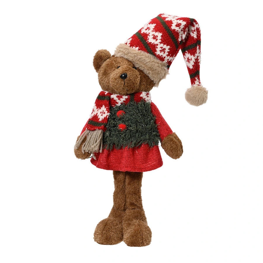 Knuffel Beertje met Kerstmuts - 35 cm