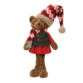 Knuffel Beertje met Kerstmuts - 35 cm