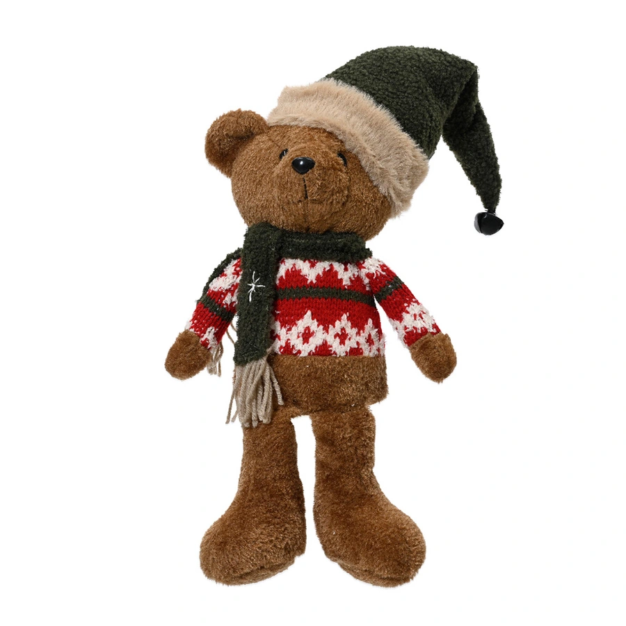 Knuffel Beertje met Kerstmuts - 39 cm