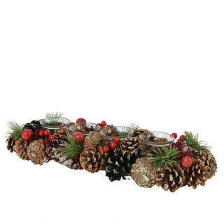 Theelichthouden met Kerststukje Rood - 45 cm