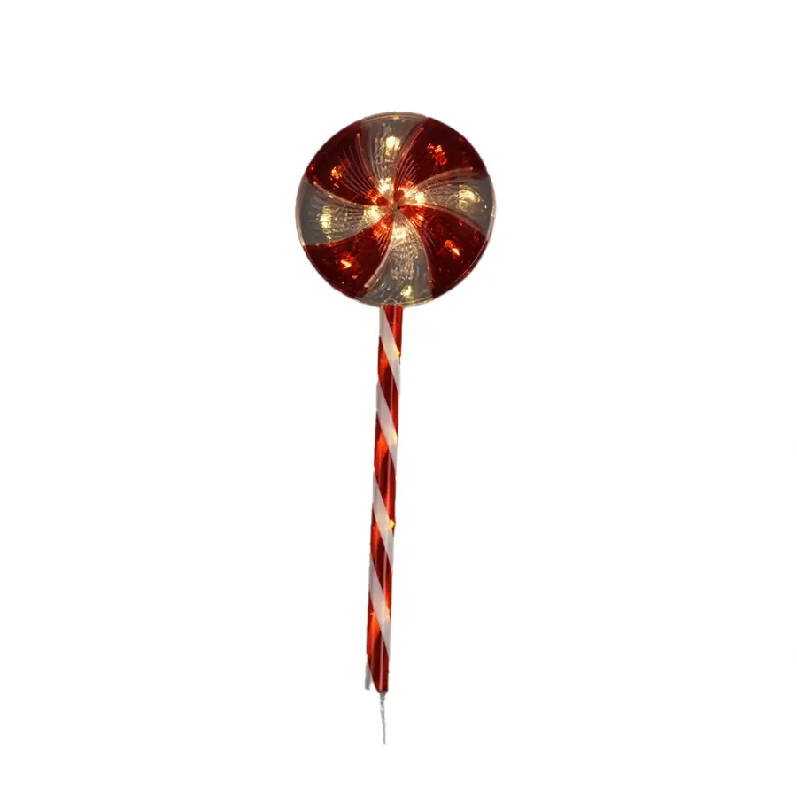 LED Tuinsteker Kerstlollypop 62 cm - 3 st. - afbeelding 1