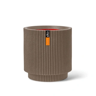 Capi Vaas Cilinder Groove ∅36x38 cm - Warm Taupe | De Boet