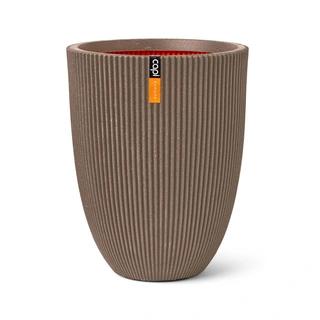Capi Vaas Elegant Groove ∅34x46 cm - Warm Taupe | De Boet