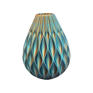 3D Vaas Onyx Ø13x17,5 cm - Goud/Blauw/Paars | De Boet