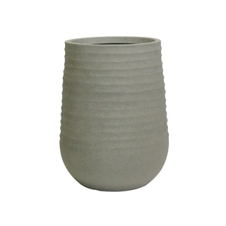Kunststof Bloempot Vaas Rib Rond Cement Grey | De Boet