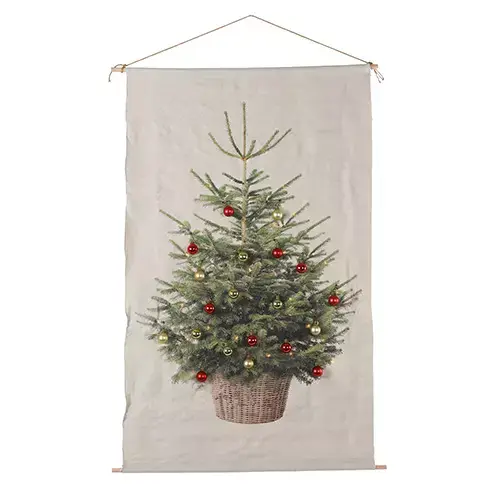 Wanddoek Kerstboom/Kerstballen LED Cosy - M