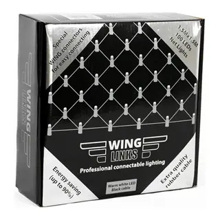 Winglinks netverlichting 1,5x1,5 m Zwart - Warm Wit - afbeelding 2