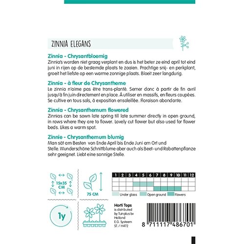 Horti Tops Zinnia Chrysanthbloemig gemengd - afbeelding 2